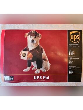 UPS Pal Dog Costume, Mailman, Letter Carrier, Courrier, Arms Holding Box, Hat XS